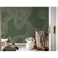 Kuvatapetti Rebel Walls Stripes Repeatable vihreä, mittatilaus, non-woven