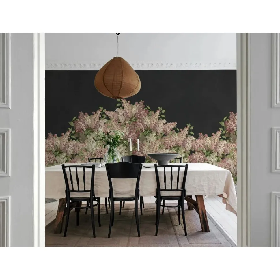 Kuvatapetti Rebel Walls Syringa Flowers musta, mittatilaus, non-woven