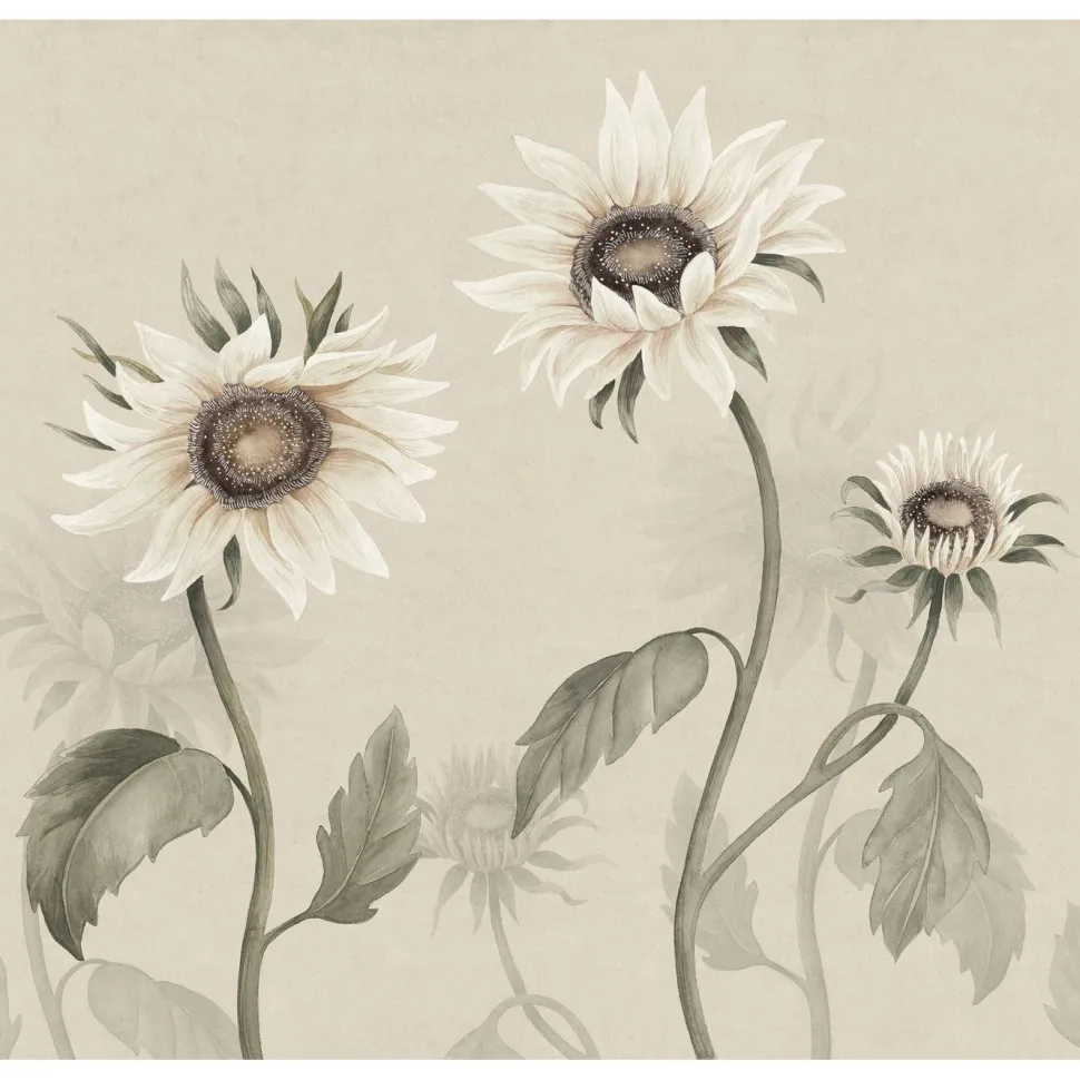 Kuvatapetti Sandberg Sunflowers valkoinen, mittatilaus, non-woven