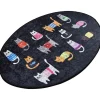 Kylpyhuoneen matto Linento Black Cats Oval 60x90cm musta/monivärinen