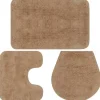 Kylpyhuoneen mattosarja 3 osaa kangas beige
