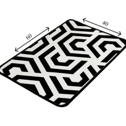 Kylpyhuonematto Linento Line, 40x60cm, mustavalkoinen