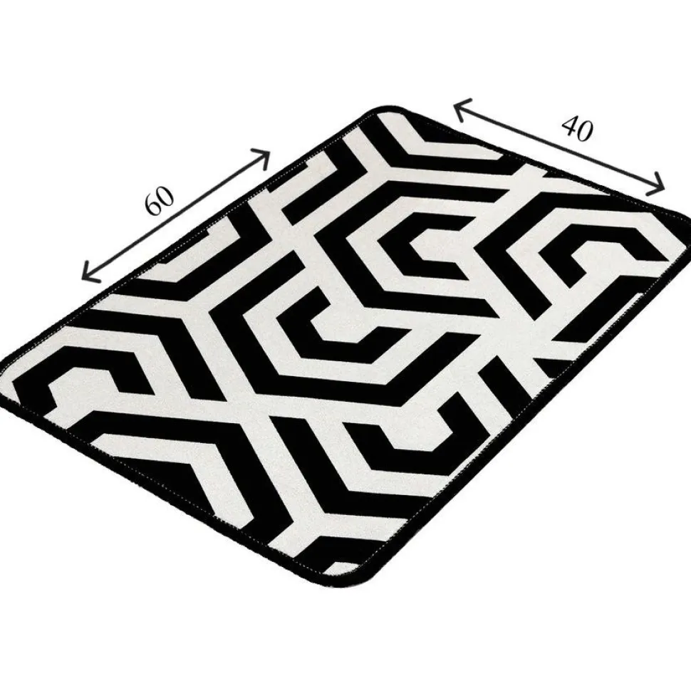 Kylpyhuonematto Linento Line, 40x60cm, mustavalkoinen