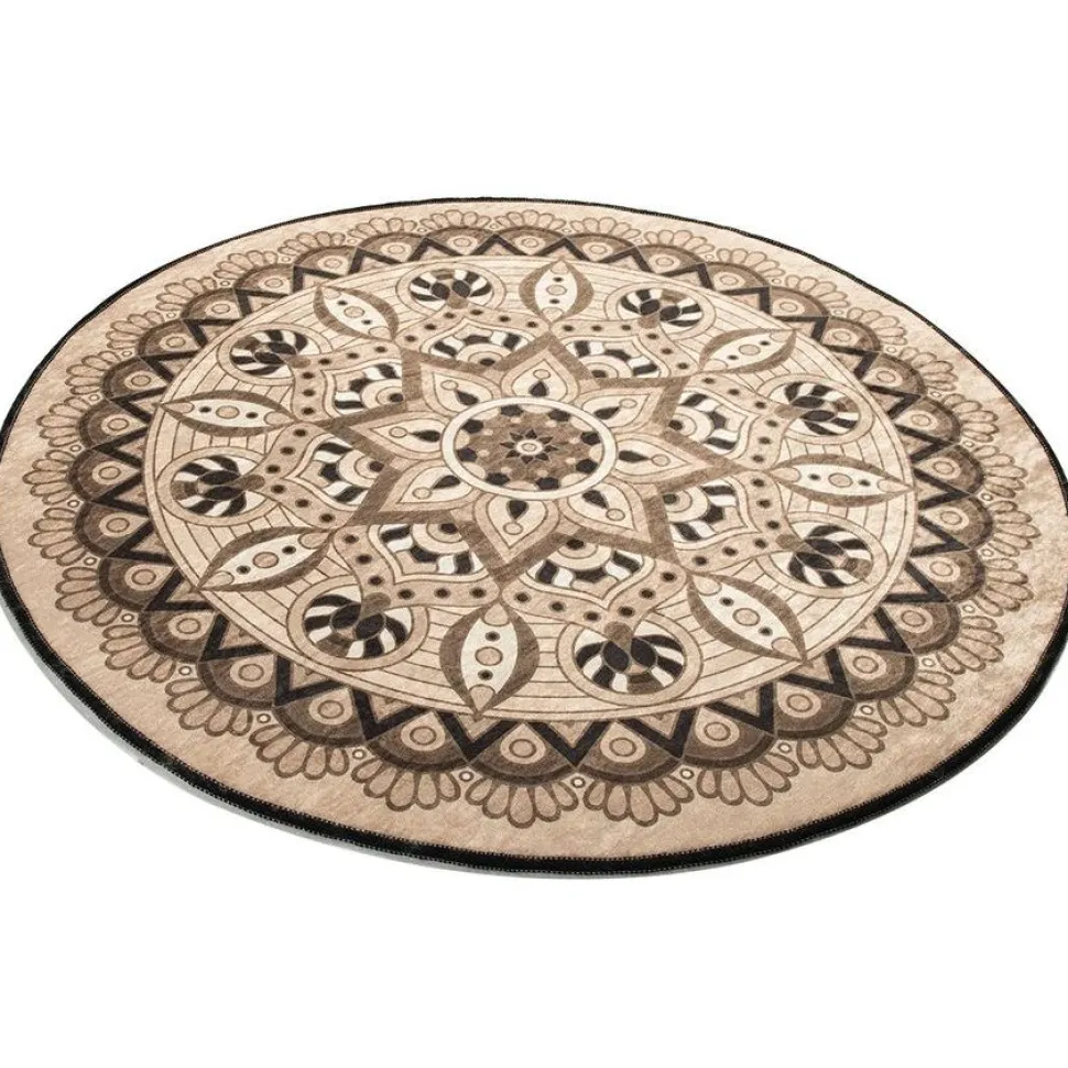 Kylpyhuonematto Linento Mandal, Ø100cm, beige