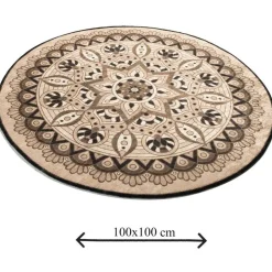 Kylpyhuonematto Linento Mandal, Ø100cm, beige