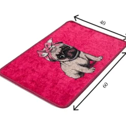 Kylpyhuonematto Linento Pink Pug, 40x60cm, pinkki