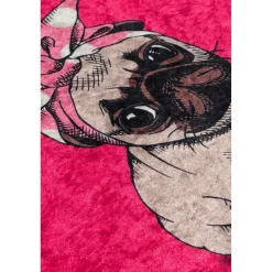 Kylpyhuonematto Linento Pink Pug, 40x60cm, pinkki