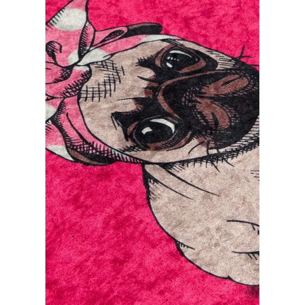 Kylpyhuonematto Linento Pink Pug, 40x60cm, pinkki