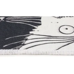 Kylpyhuonematto Linento White Cats, mustavalkoinen