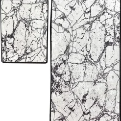 Kylpyhuonemattosetti Linento Marble, 2kpl, valkoinen