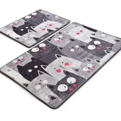Kylpyhuonemattosetti Linento Meow, 2kpl, harmaa