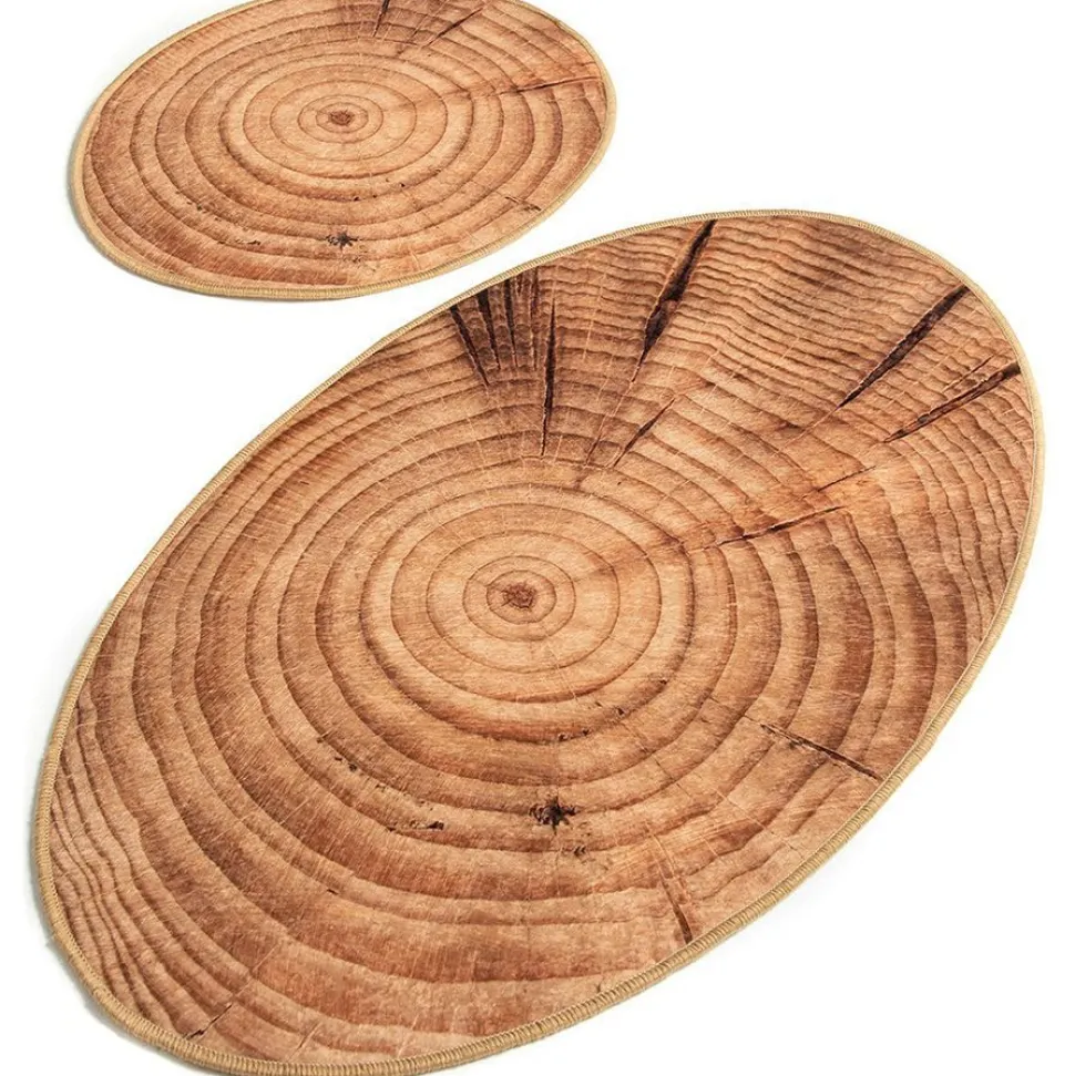 Kylpyhuonemattosetti Linento Wood, 2kpl, ruskea