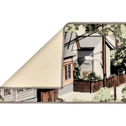 Kynnysmatto Vallila Naapurusto, 50x80cm, vaaleanpunainen/keltainen
