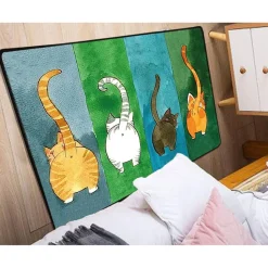 Käytävämatto Linento Gatto Carino 80x150cm vihreä/oranssi