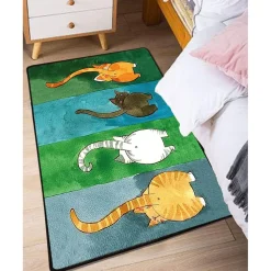Käytävämatto Linento Gatto Carino 80x150cm vihreä/oranssi
