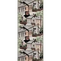 Käytävämatto Vallila Naapurusto, 80x200cm, vaaleanpunainen/keltainen