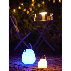 Ladattava LED-lyhty House Nordic Derry, ulkokäyttöön, ø13cm, RGB, IP44, 3.7V, 1500mAh, valkoinen