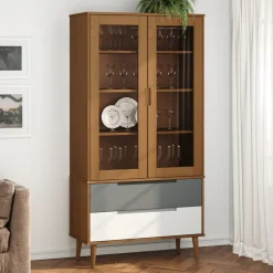 Lasikaappi Molde 90x35x175 cm mänty valkoinen