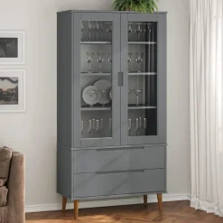 Lasikaappi Molde 90x35x175 cm mänty valkoinen