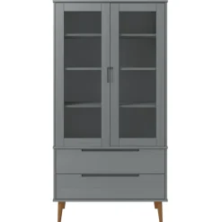 Lasikaappi Molde 90x35x175 cm mänty valkoinen