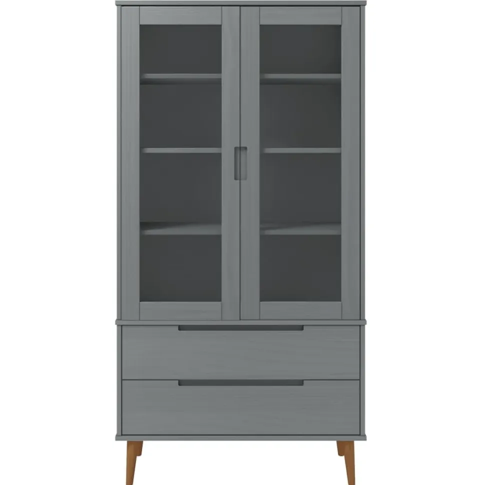 Lasikaappi Molde 90x35x175 cm mänty valkoinen