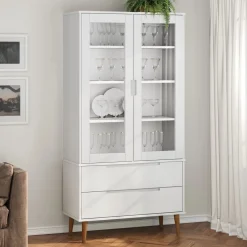 Lasikaappi Molde 90x35x175 cm mänty valkoinen