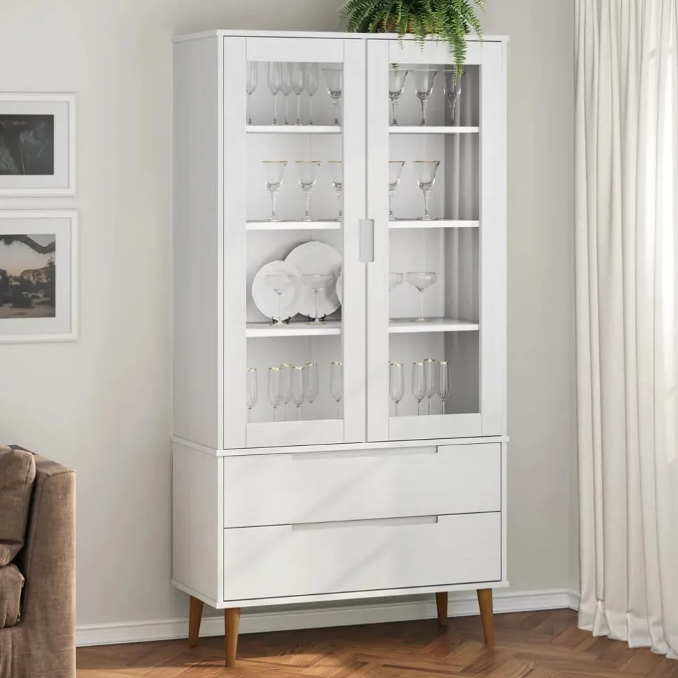 Lasikaappi Molde 90x35x175 cm mänty valkoinen