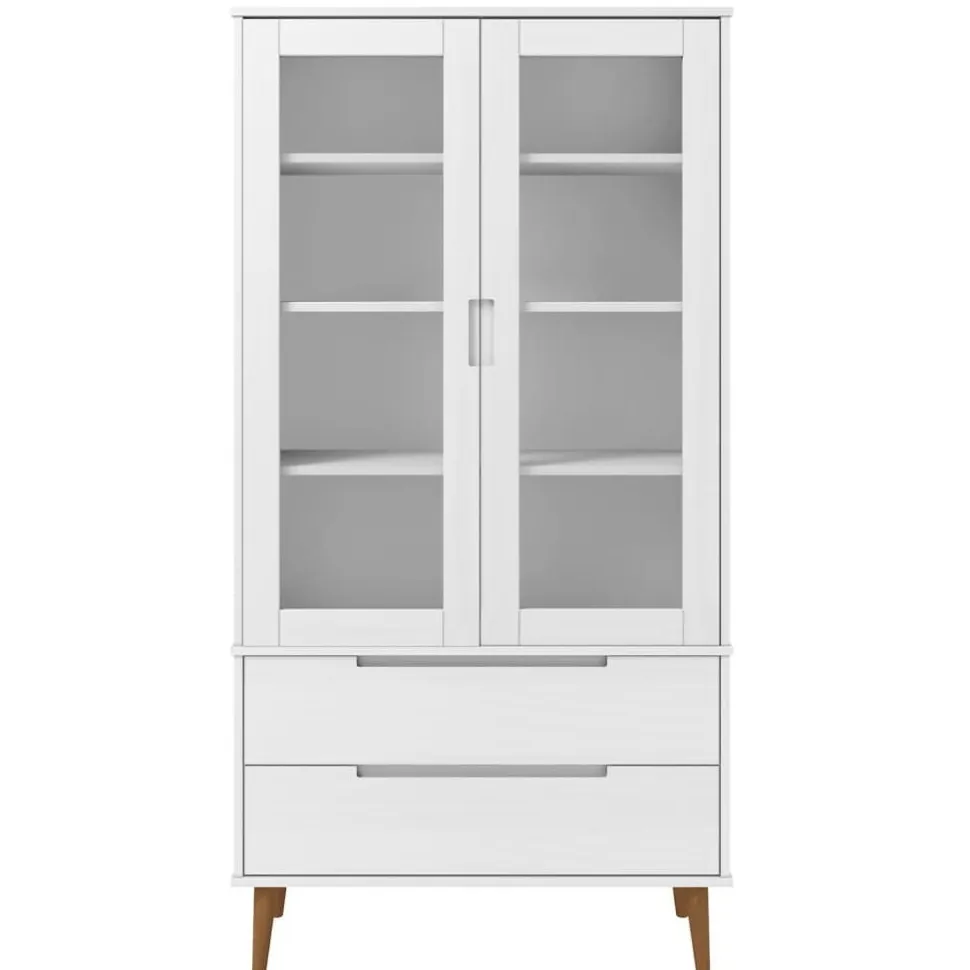 Lasikaappi Molde 90x35x175 cm mänty valkoinen