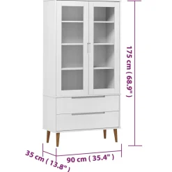 Lasikaappi Molde 90x35x175 cm mänty valkoinen