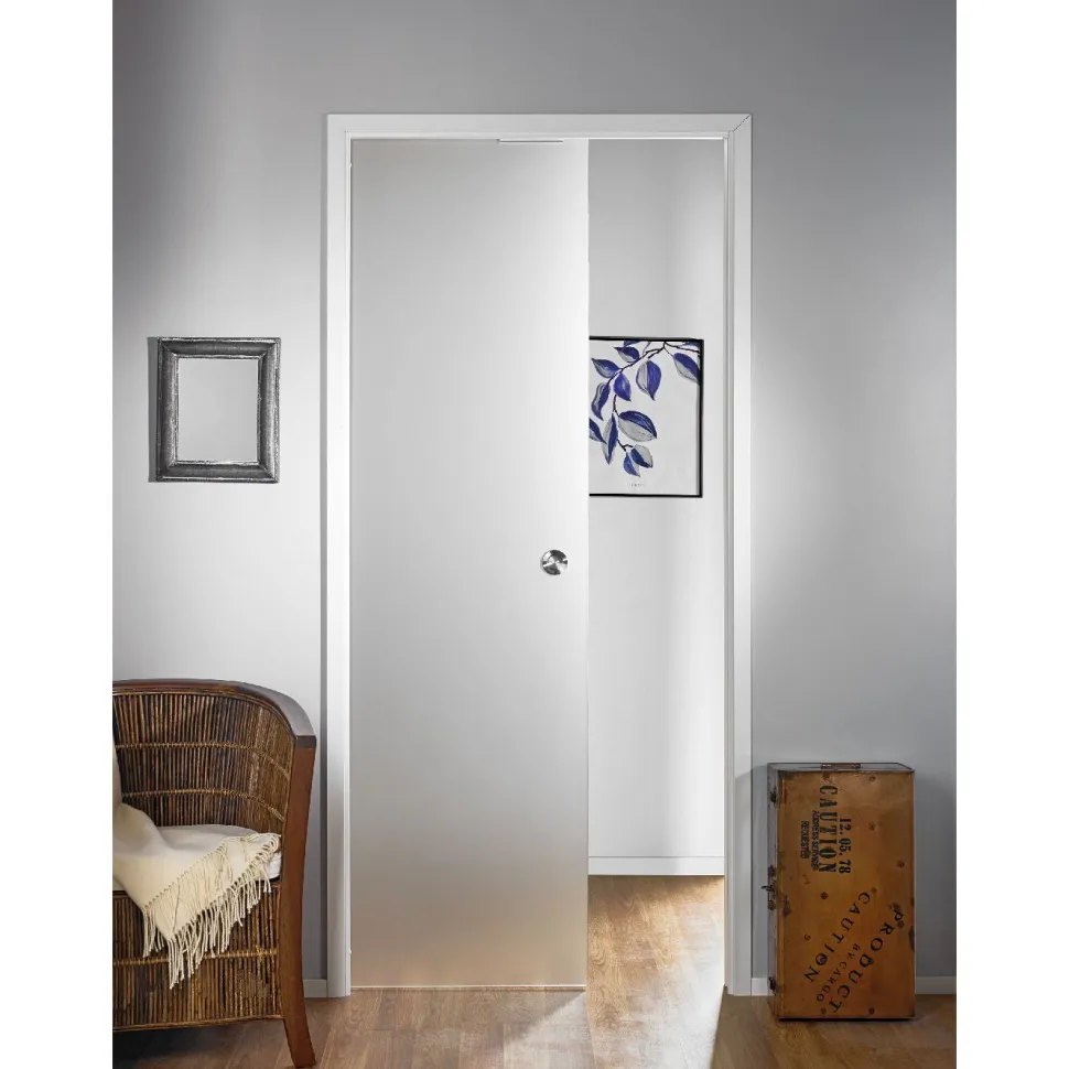Lasiliukuovi seinän sisään Stella Pocket Door M8 hidastimella 825x2040mm
