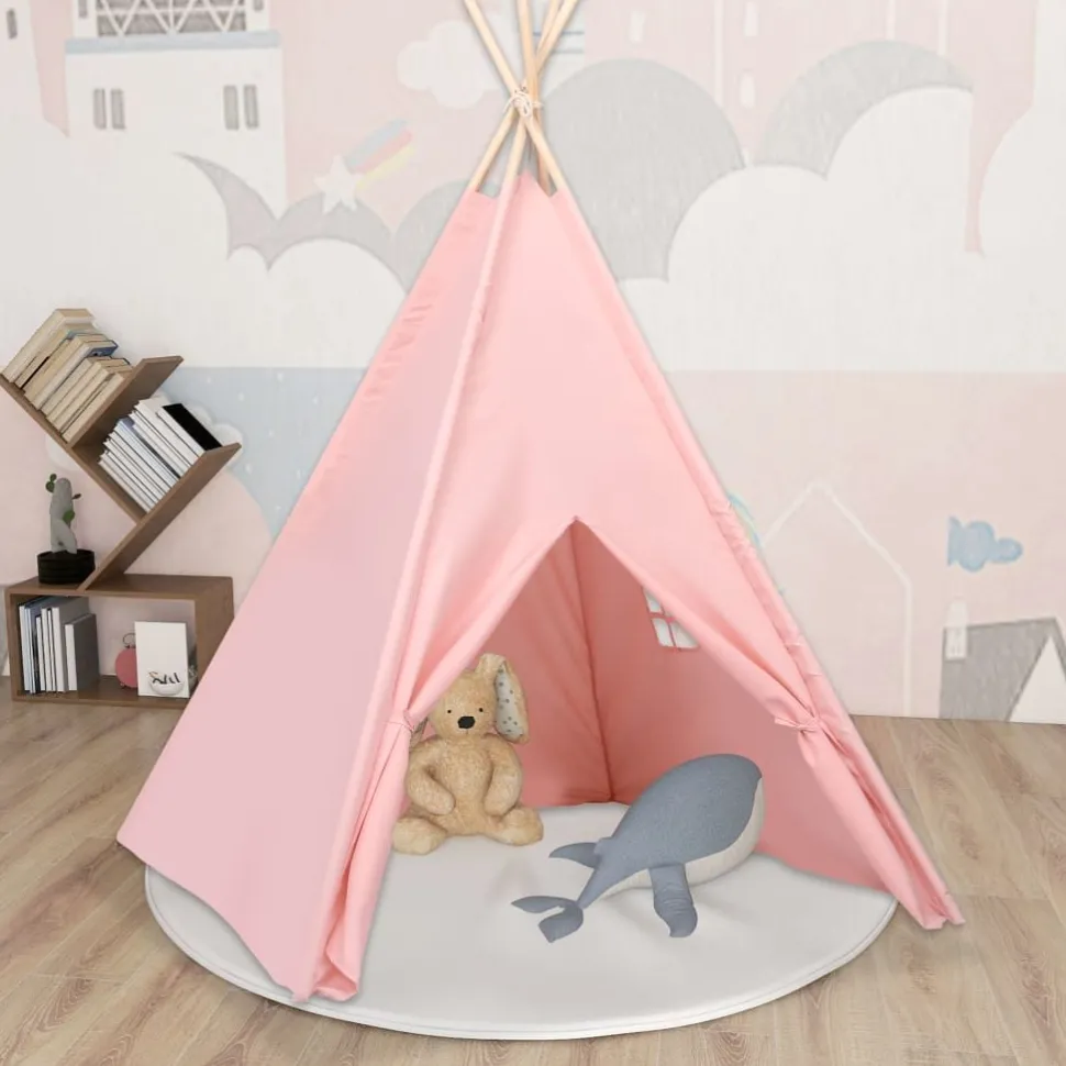 Lasten tiipiiteltta + laukku peachskin pinkki 120x120x150 cm