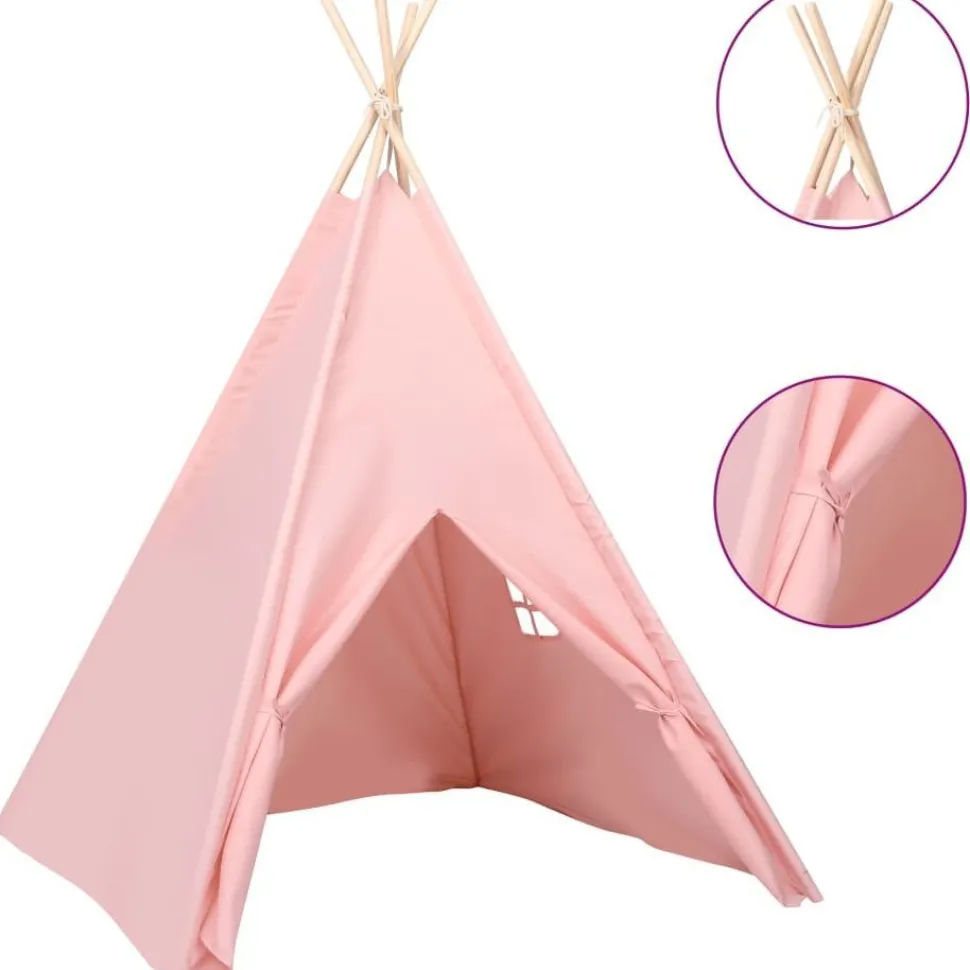Lasten tiipiiteltta + laukku peachskin pinkki 120x120x150 cm