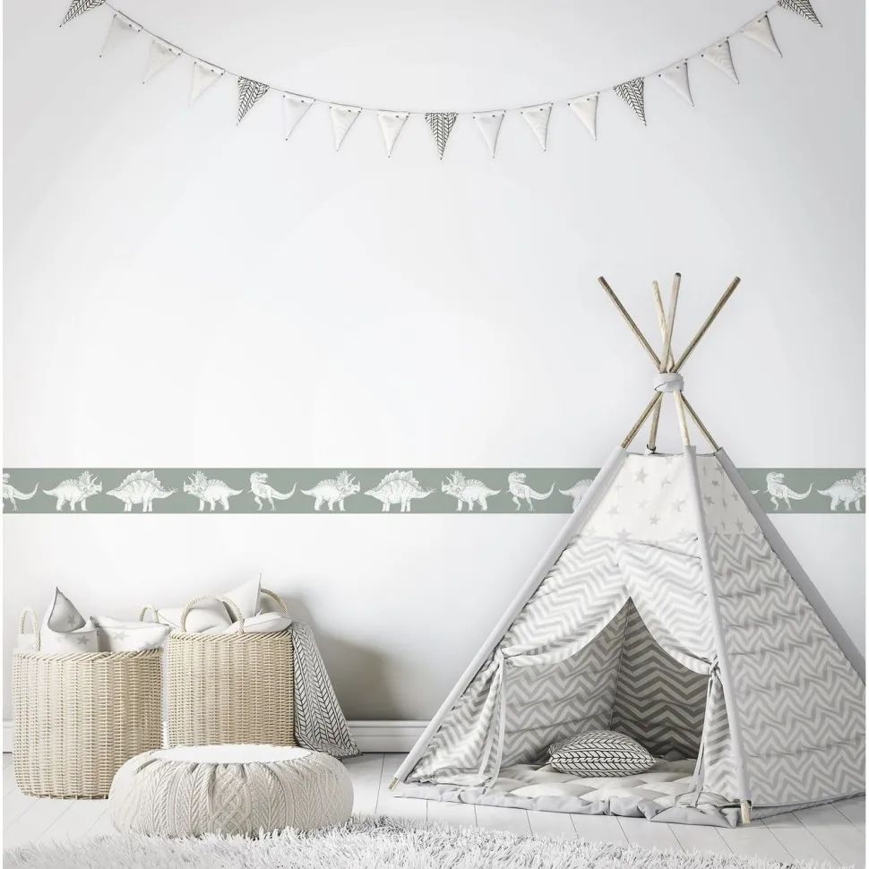 Lastenhuoneen boordi Kids Walls 45802, vinyylipinta, 0.18x5m, eläin, vihreä