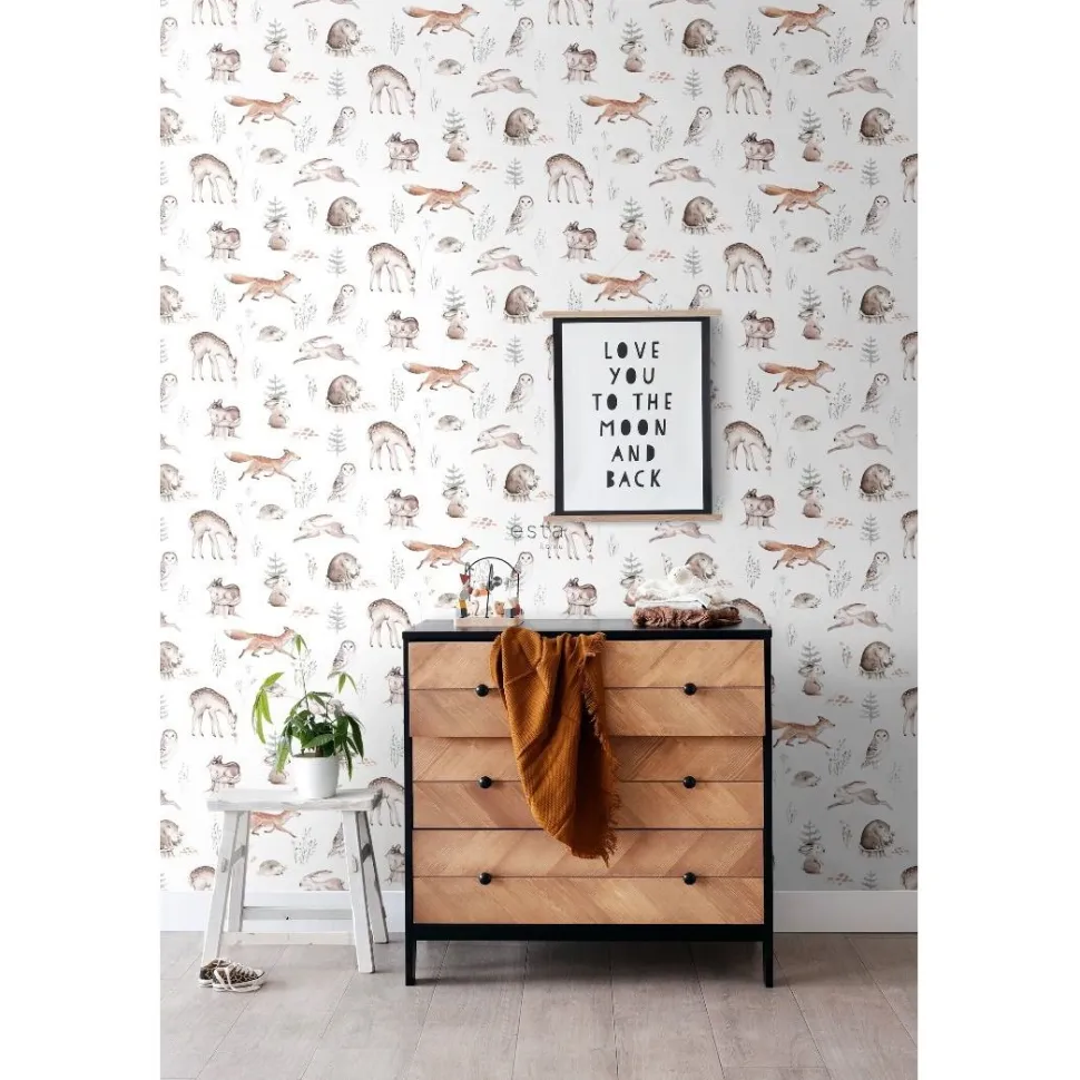 Lastenhuoneen tapetti Esta To The Moon And Back 139399, non-woven, valkoinen