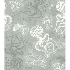 Lastenhuoneen tapetti Littlephant Aquatic, non-woven, eläin, vaaleanturkoosi