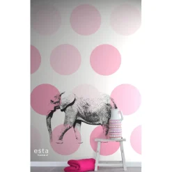 Lastenhuoneen tapetti PhotowallXL Elephant 158708 1860x2790 mm vaaleanpunainen