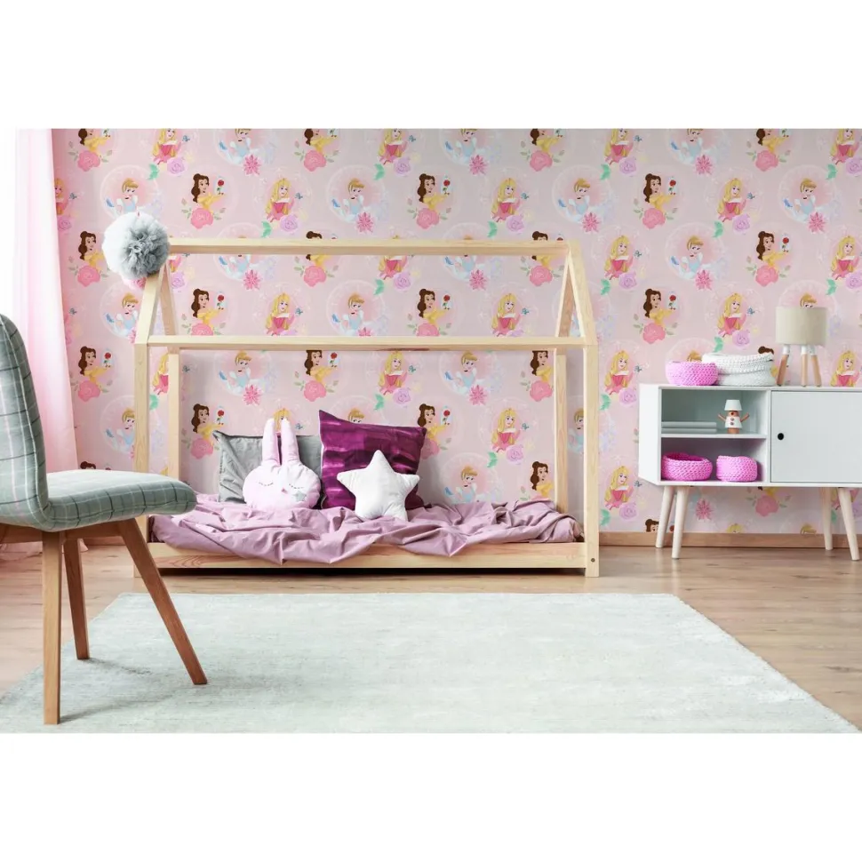 Lastenhuoneen tapetti Sandudd Pastel Princess 108593, kukka, vaaleanpunainen