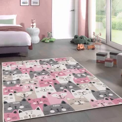 Lastenhuoneen matto Linento W1015, 160x230cm, vaaleanpunainen