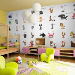Lastenhuoneen tapetti Artgeist Learning by playing - animals, 550x270cm