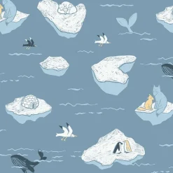 Lastenhuoneen tapetti Fiona No Limits Arctic, eläin, tummansininen