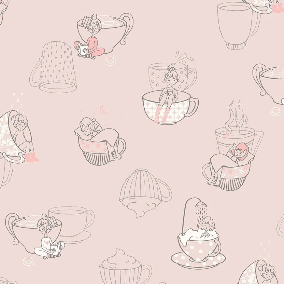 Lastenhuoneen tapetti Fiona No Limits Teatime, vaaleanpunainen