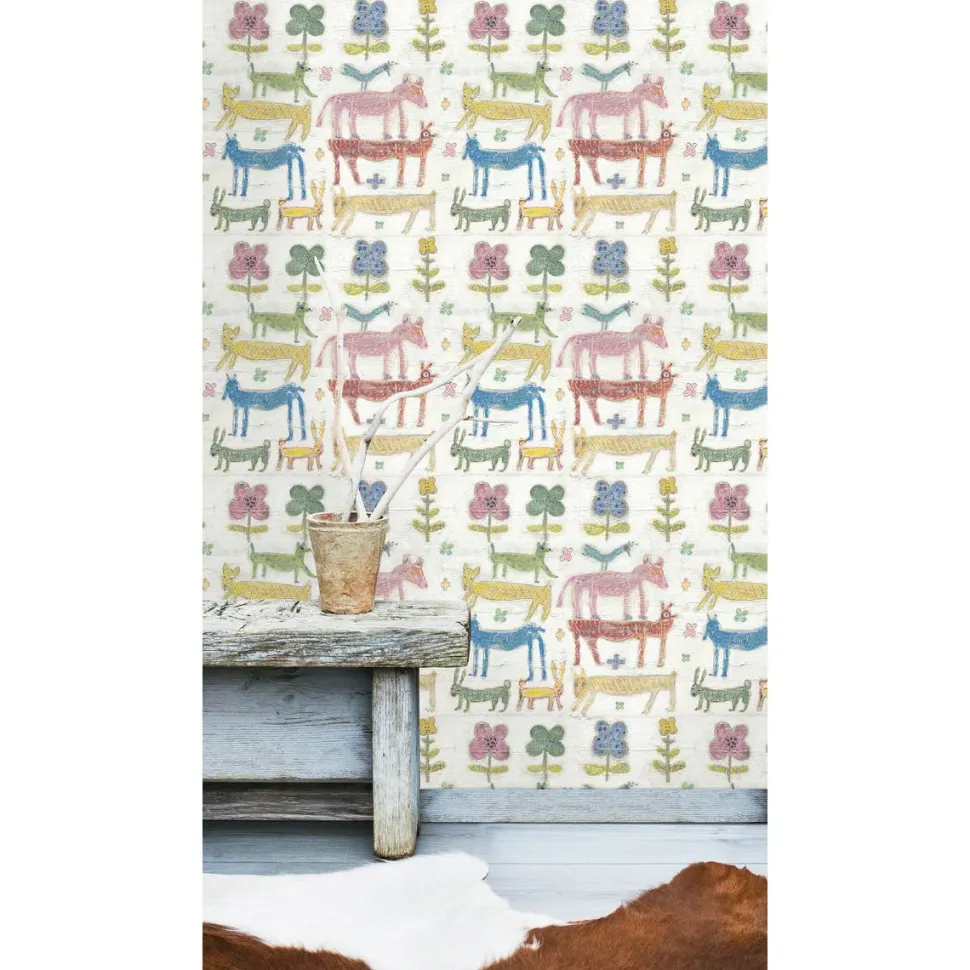 Lastenhuoneen tapetti Mindthegap Stacked Animals, 1.56x3m