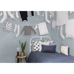 Lastenhuoneen tapetti Rebel Walls Laundry Day Blue, non-woven, mittatilaus