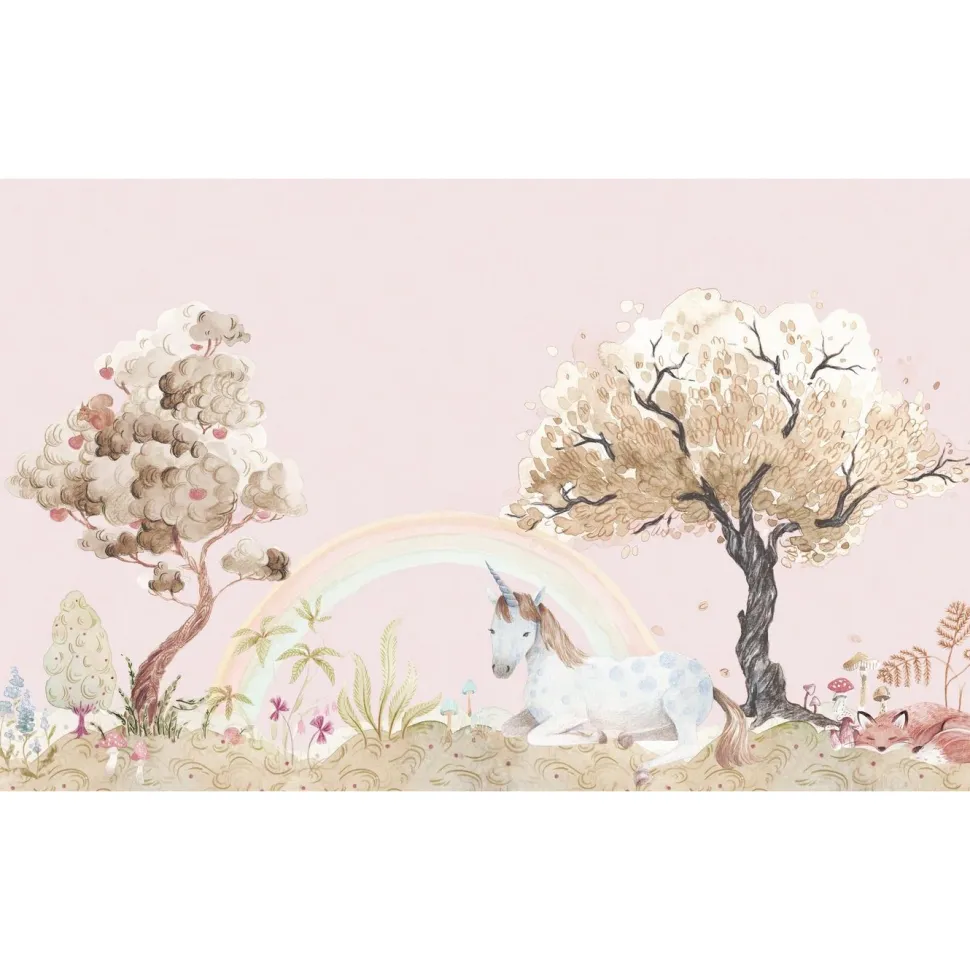 Lastenhuoneen tapetti Rebel Walls Unicorn Dream Bubblegum, mittatilaus