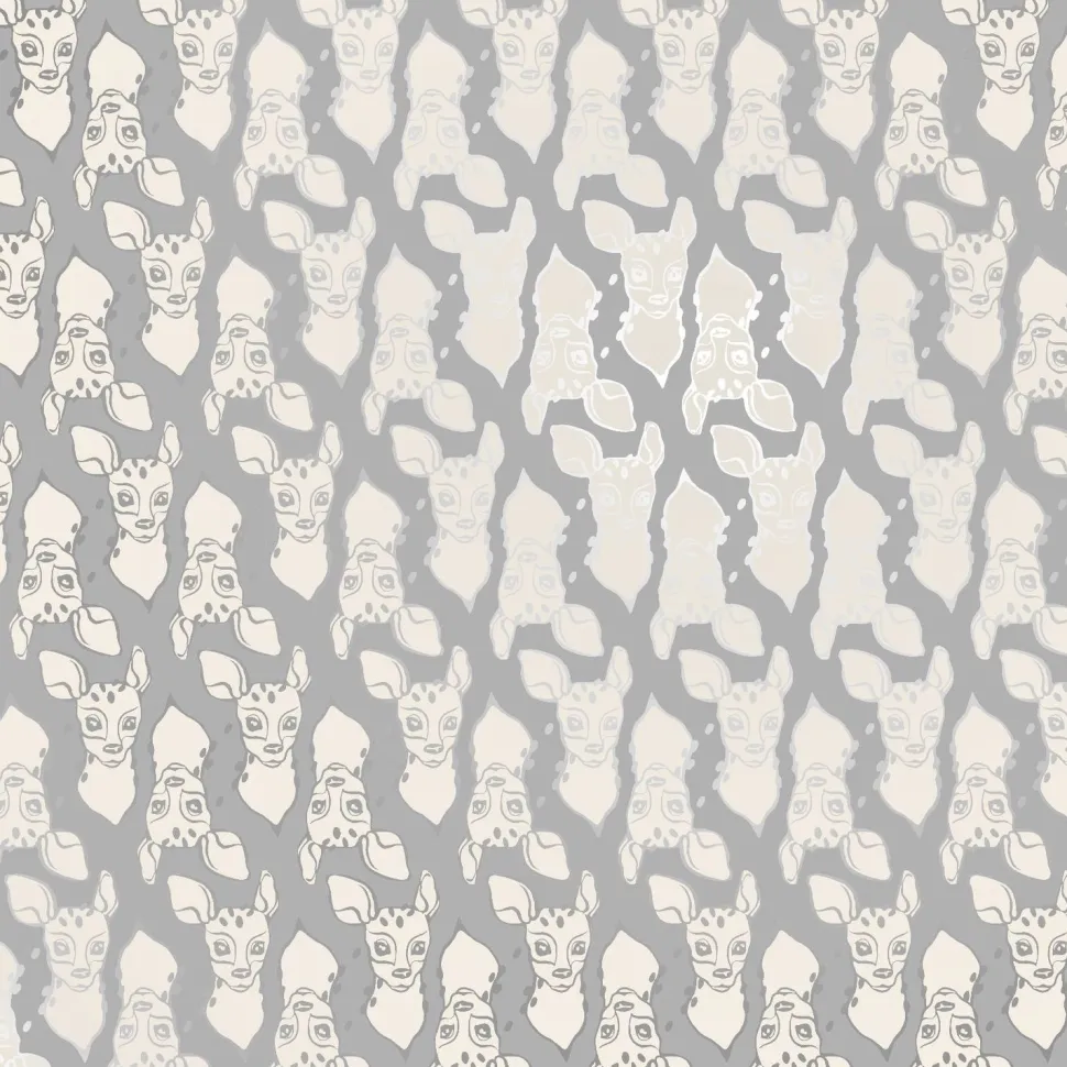 Lastenhuoneen tapetti Sandudd Ivana Helsinki Bambi 5247-2, non-woven, eläin, harmaa/valkoinen