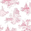Lastenhuoneen tapetti Sandudd Princess Pink Toile 70-233, Disney, vaaleanpunainen