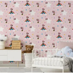 Lastenhuoneen tapetti Sandudd Rainbow Minnie 108592, Disney, vaaleanpunainen