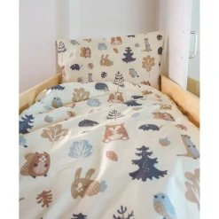 Lasten pussilakanasetti Lennol Käpymetsä, 120x155cm, beige/sininen