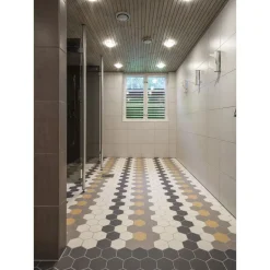 Lattialaatta Pukkila Natura 6-kulmainen Valkoinen himmeä sileä 115x100 mm