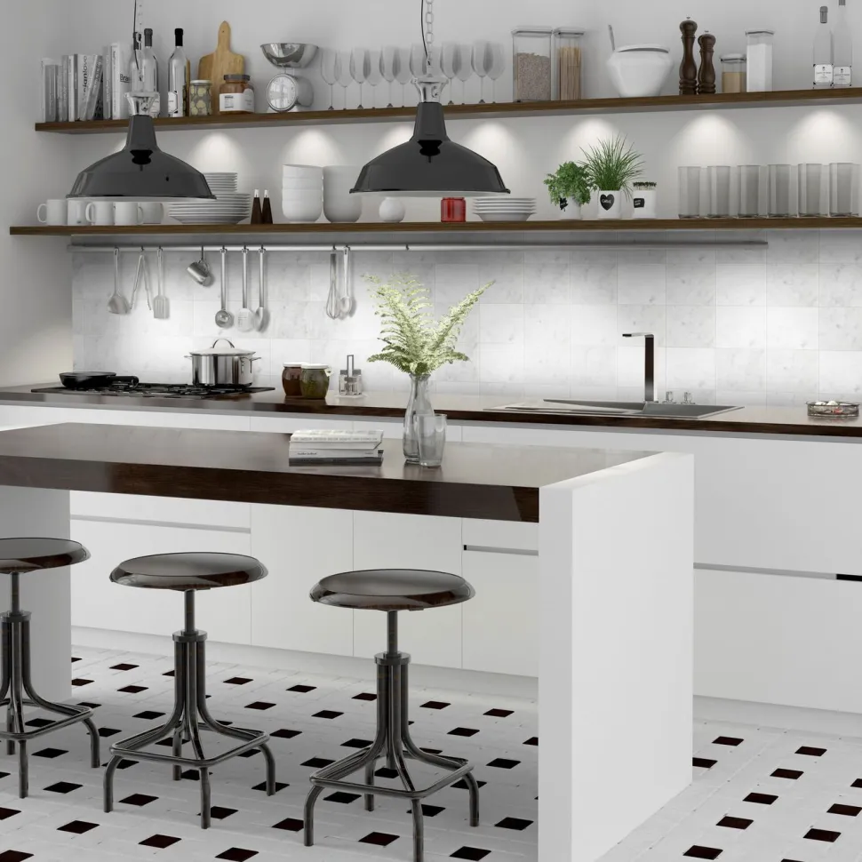 Lattialaatta Arredo Bianco Carrara C 15.2x15.2cm, himmeä, valkoinen